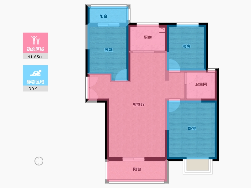 河南省-郑州市-明天香槟花园-63.47-户型库-动静分区