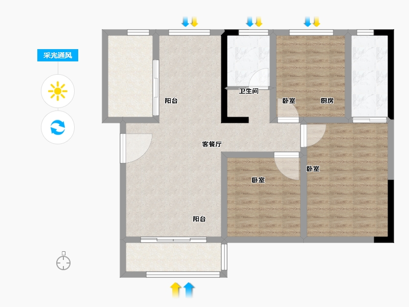 河南省-郑州市-华美仟企汇-91.93-户型库-采光通风