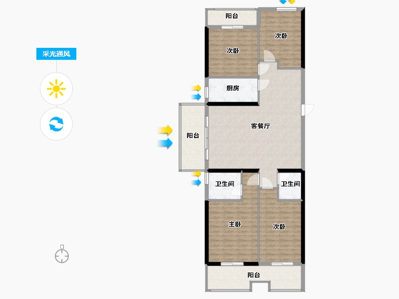 山东省-临沂市-开元·阳光水岸-119.34-户型库-采光通风