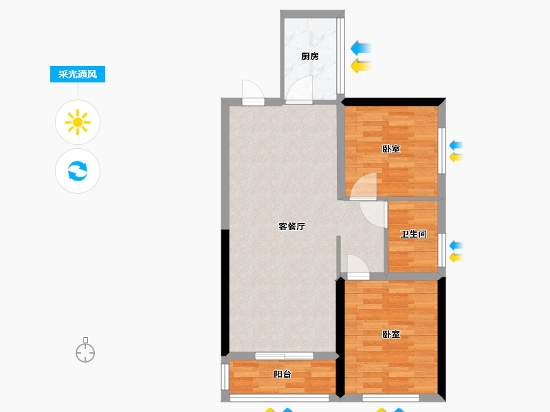 河南省-郑州市-嘉业·嘉境上品-61.57-户型库-采光通风