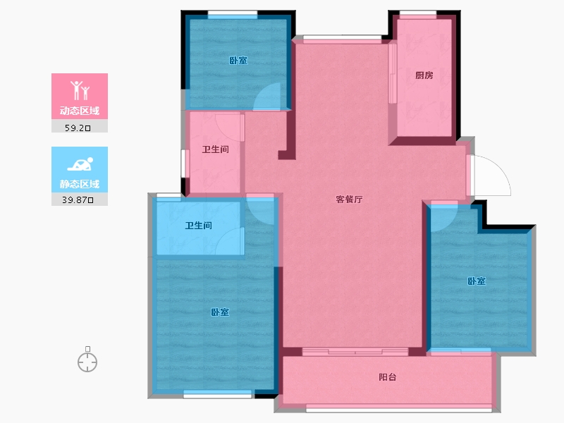 山东省-德州市-金山郡府-88.59-户型库-动静分区