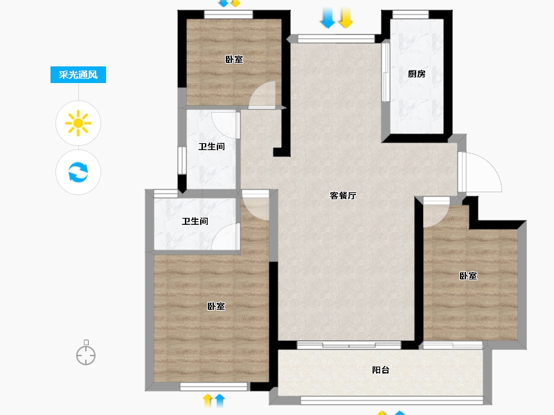 山东省-德州市-金山郡府-88.59-户型库-采光通风