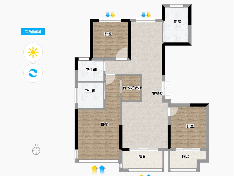 浙江省-绍兴市-元垄大都会-96.00-户型库-采光通风