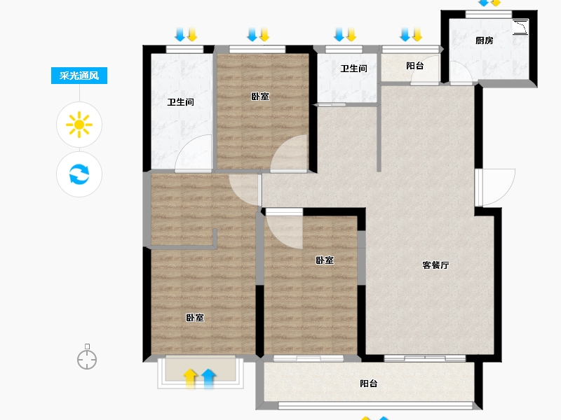 河南省-洛阳市-尚品1号-112.76-户型库-采光通风