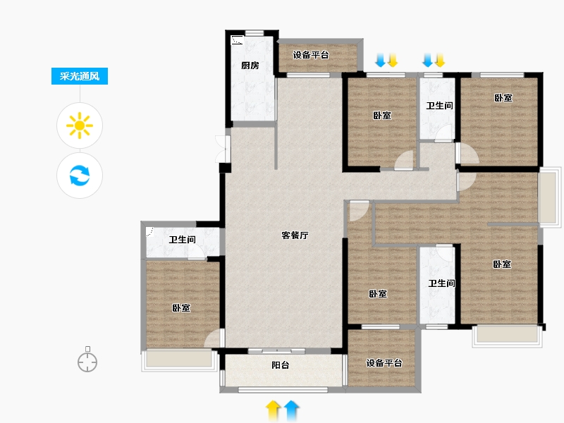 山东省-菏泽市-龙翔中央檀府-207.00-户型库-采光通风