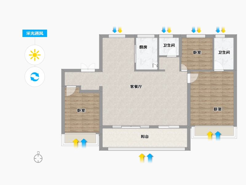 浙江省-绍兴市-港龙铂樾府-100.24-户型库-采光通风