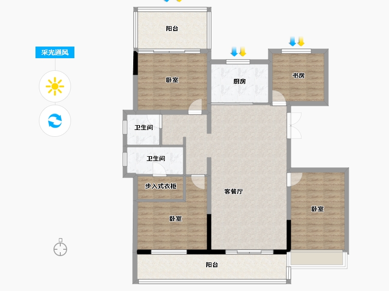 河南省-洛阳市-京熙帝景3期-133.18-户型库-采光通风