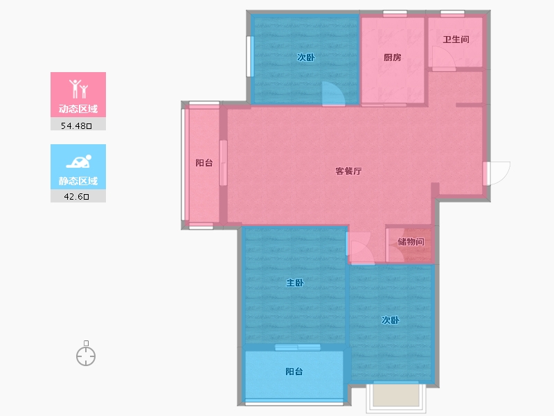 山东省-临沂市-致远·翡翠湾-88.05-户型库-动静分区