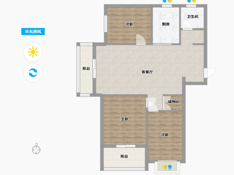 山东省-临沂市-致远·翡翠湾-88.05-户型库-采光通风