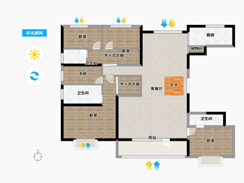 山东省-潍坊市-碧桂园翡翠华府-157.00-户型库-采光通风