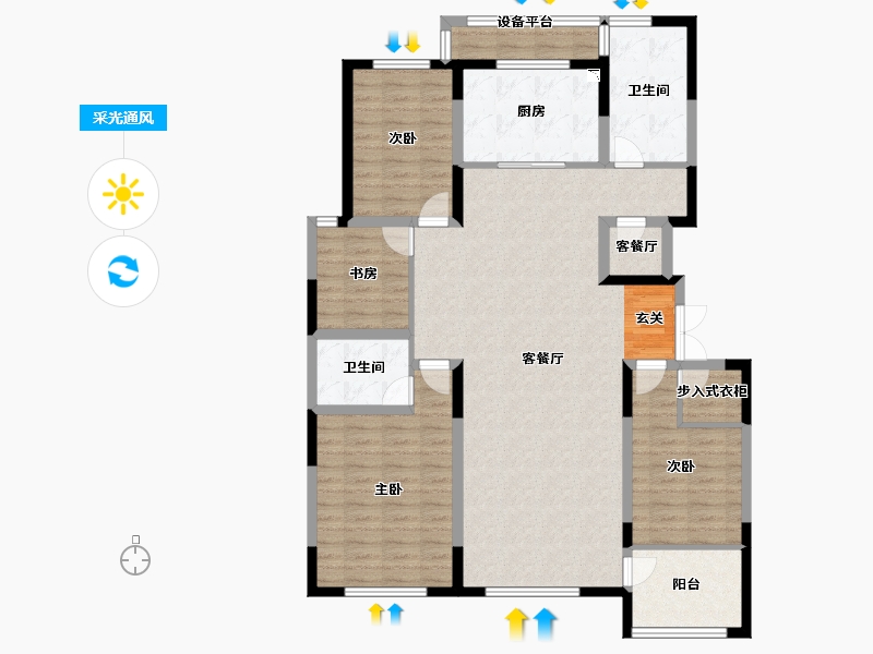 山东省-淄博市-原山天颐-126.00-户型库-采光通风