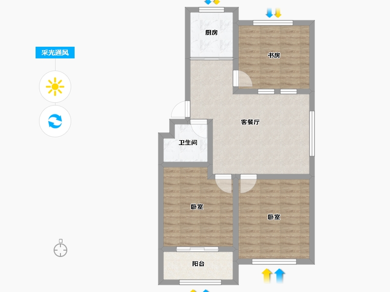 山东省-潍坊市-信诚龙锦园-73.57-户型库-采光通风