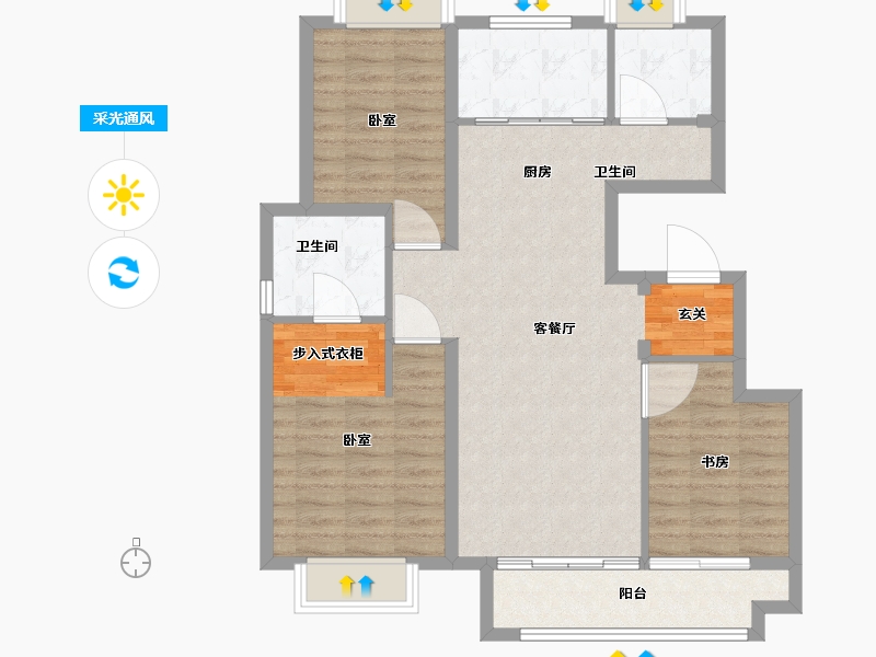 湖北省-武汉市-中交泓园-90.00-户型库-采光通风