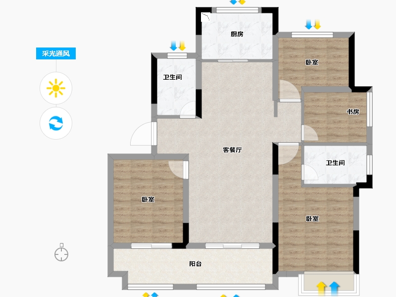 浙江省-宁波市-保集瑞府-100.00-户型库-采光通风