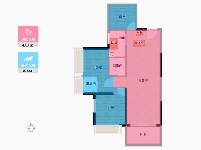 广东省-湛江市-方圆金海湾豪庭-71.71-户型库-动静分区