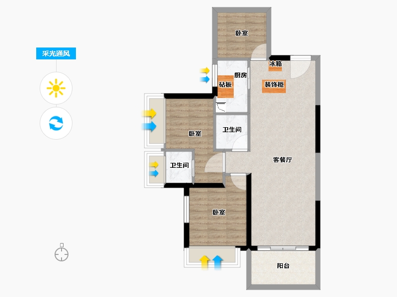 广东省-湛江市-方圆金海湾豪庭-71.71-户型库-采光通风