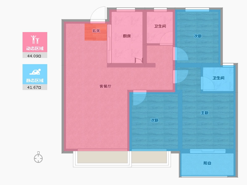 山东省-淄博市-柳泉悦府-75.79-户型库-动静分区