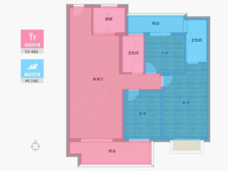 河南省-信阳市-坤瑞·御园-92.20-户型库-动静分区