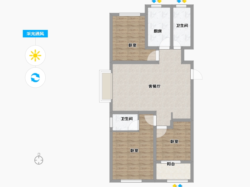 山东省-淄博市-汇鼎麗城-83.00-户型库-采光通风