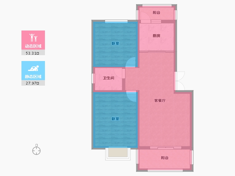 江西省-景德镇市-润华·锦绣天成-72.87-户型库-动静分区