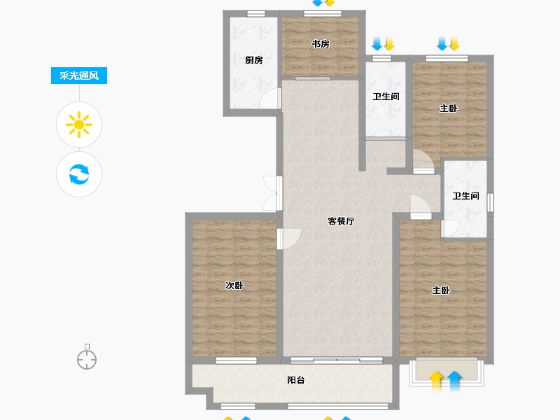 山东省-潍坊市-金鼎世家-115.80-户型库-采光通风