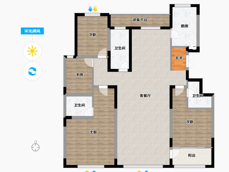 山东省-淄博市-原山天颐-147.99-户型库-采光通风