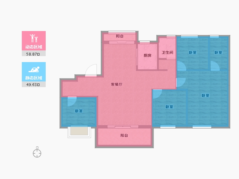 湖北省-黄冈市-碧桂园黄冈之星-98.34-户型库-动静分区