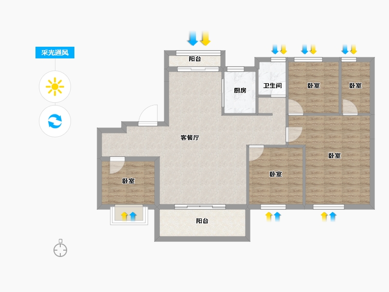 湖北省-黄冈市-碧桂园黄冈之星-98.34-户型库-采光通风