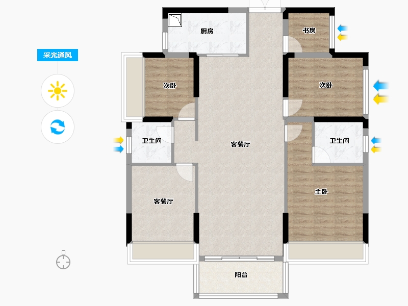 湖南省-株洲市-锦融·紫金和府-109.80-户型库-采光通风