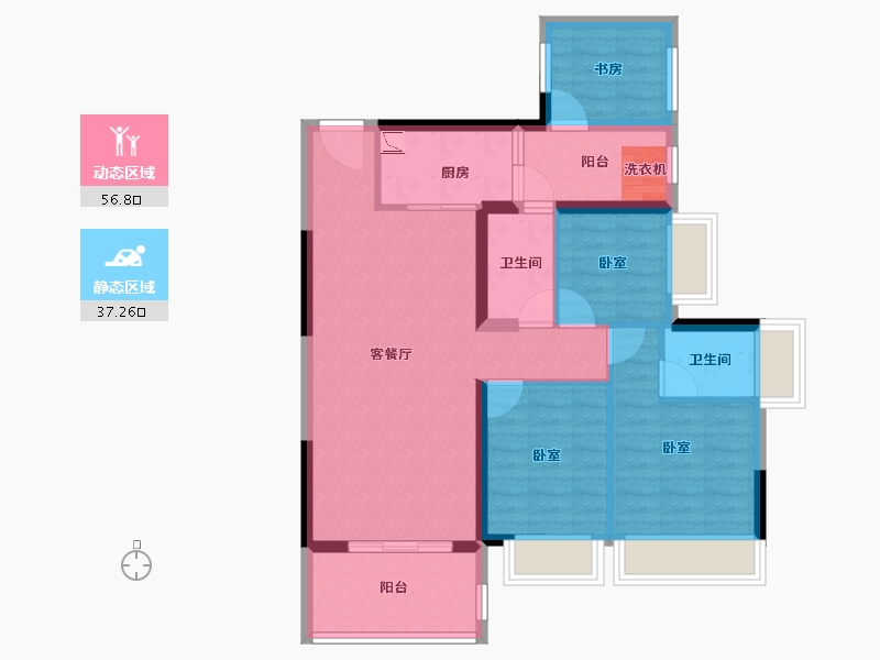 广东省-湛江市-方圆金海湾豪庭-83.35-户型库-动静分区