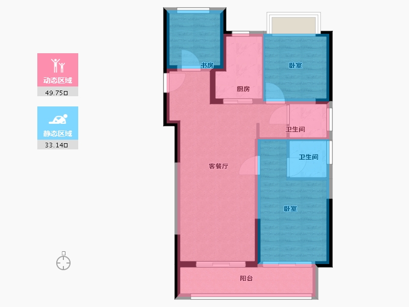 湖北省-武汉市-中粮祥云地铁小镇-74.01-户型库-动静分区