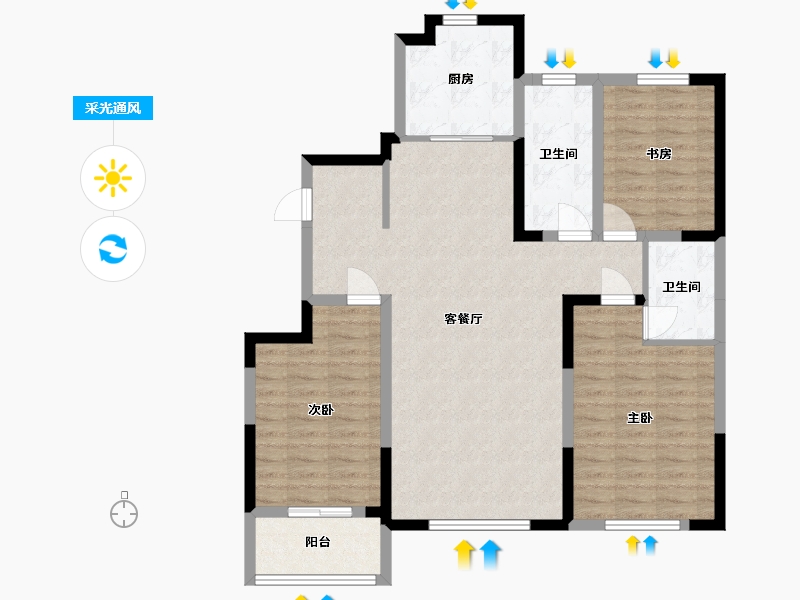 山东省-潍坊市-郡海•悦澜湾-99.92-户型库-采光通风