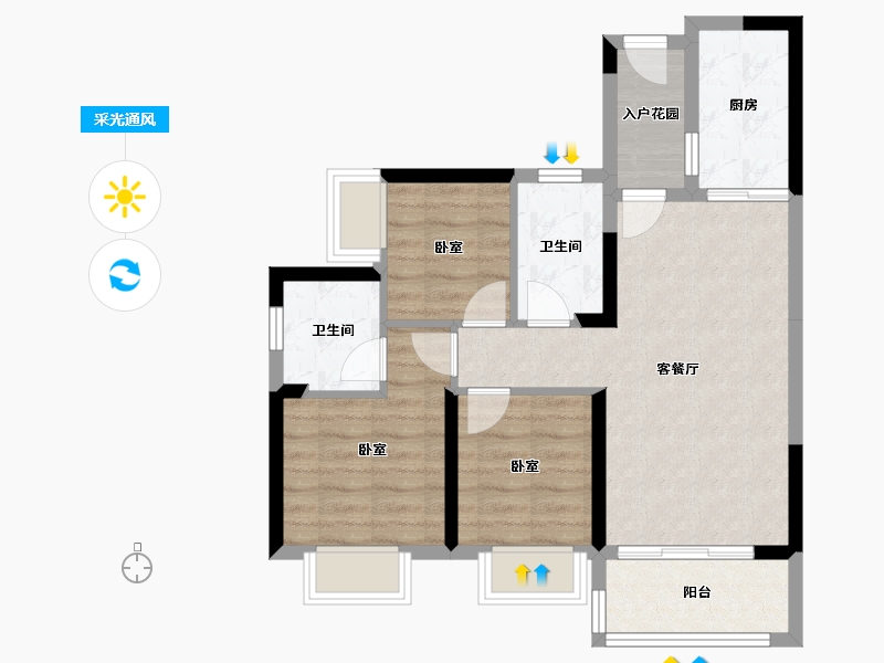 广东省-惠州市-海伦堡海伦源筑-67.79-户型库-采光通风