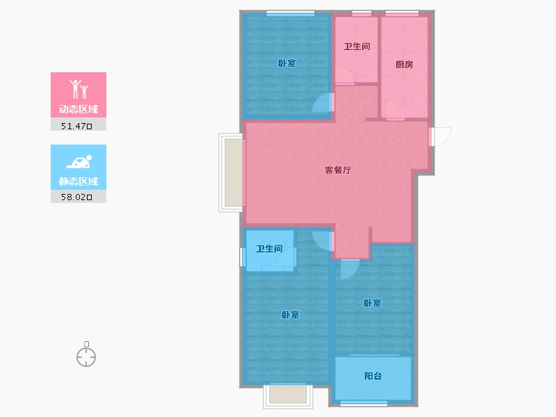 山东省-淄博市-泰坤城-98.71-户型库-动静分区