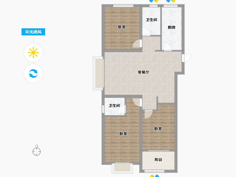 山东省-淄博市-泰坤城-98.71-户型库-采光通风