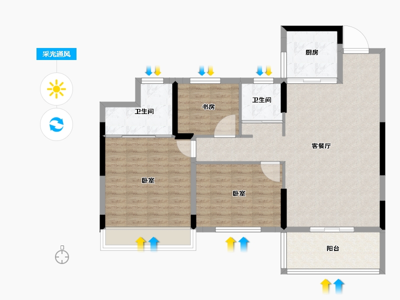 湖北省-黄石市-航宇仁智山水天悦-94.00-户型库-采光通风