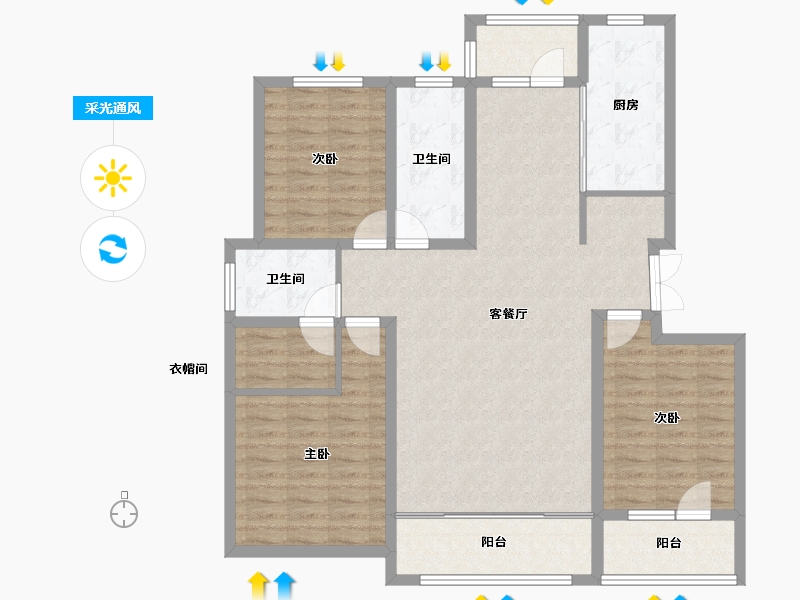 山东省-威海市-世昌名都-117.00-户型库-采光通风