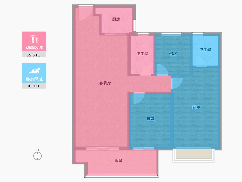 河南省-信阳市-坤瑞·御园-92.49-户型库-动静分区