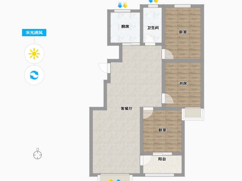 山东省-淄博市-汇鼎麗城-94.00-户型库-采光通风