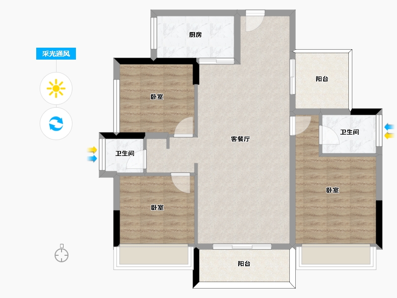 河南省-信阳市-新县·建业壹号城邦-91.03-户型库-采光通风