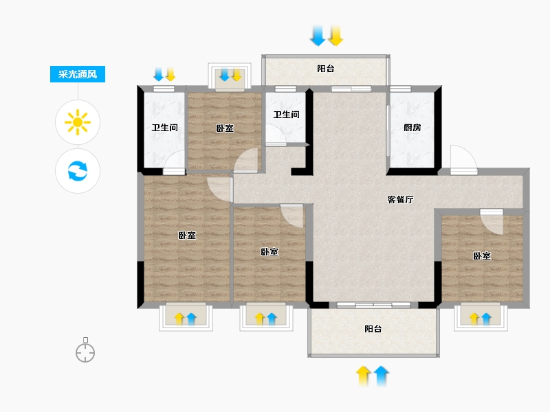 湖北省-宜昌市-宜昌碧桂园3期豪庭-109.42-户型库-采光通风