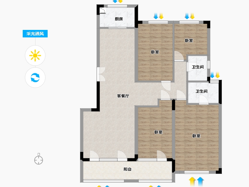 湖北省-武汉市-洺悦芳华-129.00-户型库-采光通风