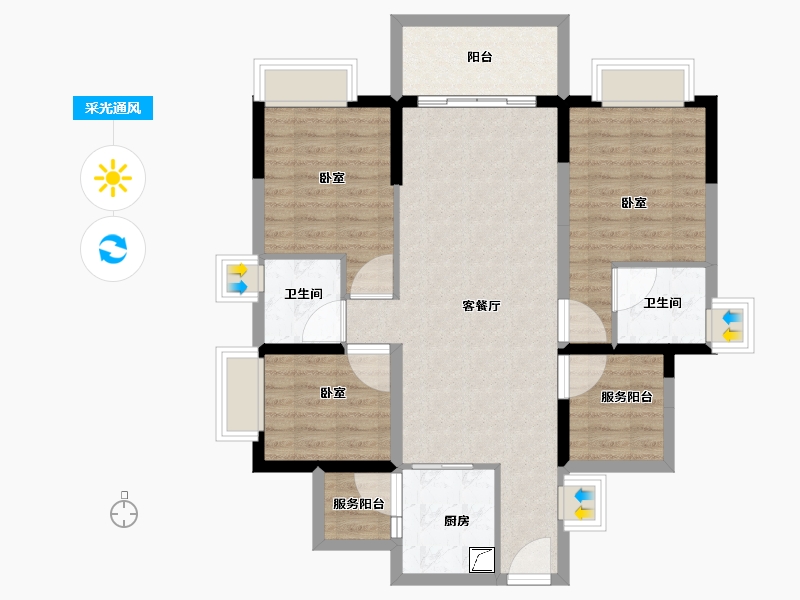 广东省-湛江市-方圆·雅颂御府-92.01-户型库-采光通风