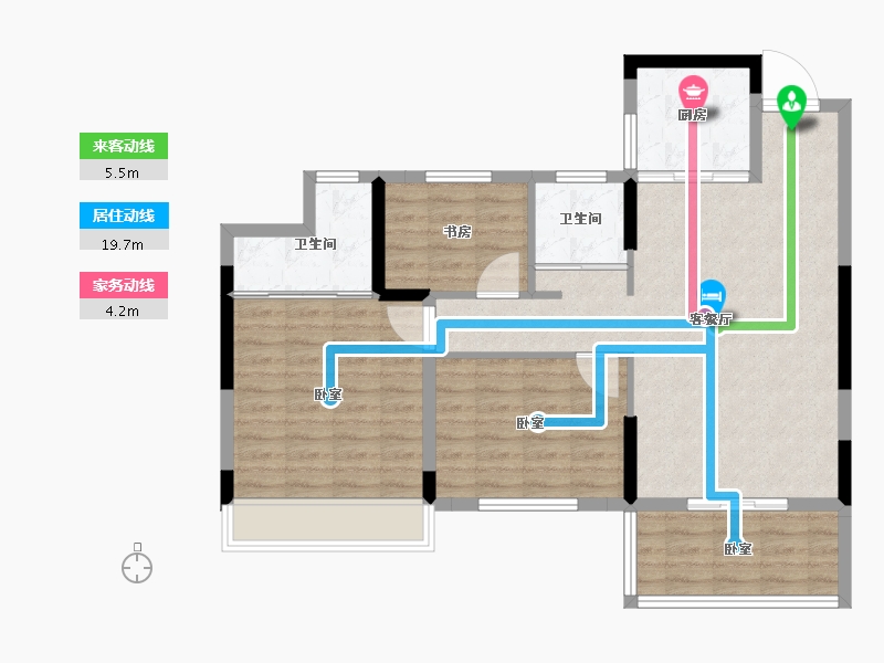 湖北省-黄石市-航宇仁智山水天悦-89.86-户型库-动静线