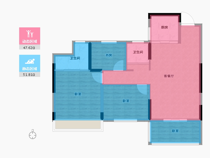 湖北省-黄石市-航宇仁智山水天悦-89.86-户型库-动静分区