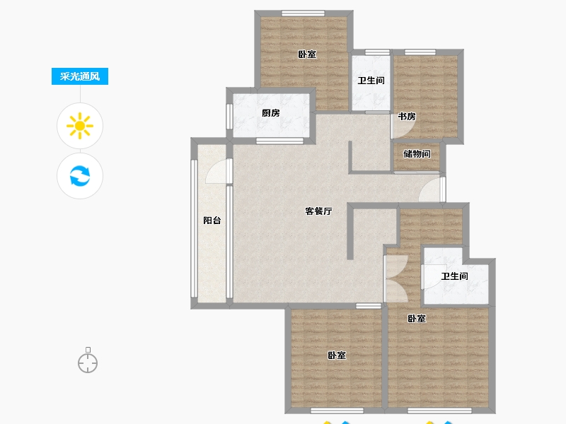 山东省-烟台市-十里洋房-135.20-户型库-采光通风