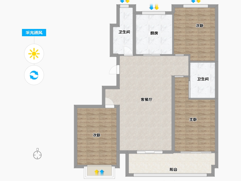 山东省-潍坊市-邦泰郡王府东郡-106.50-户型库-采光通风