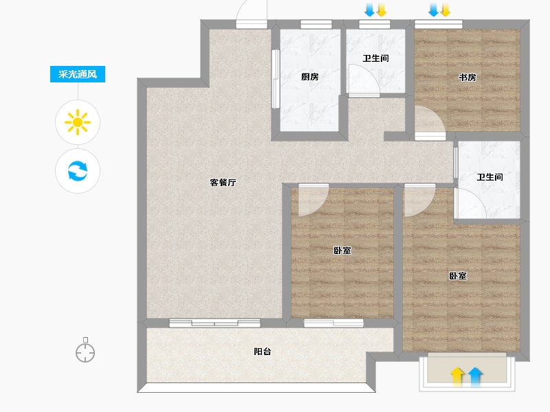 河南省-信阳市-坤瑞·御园-91.00-户型库-采光通风