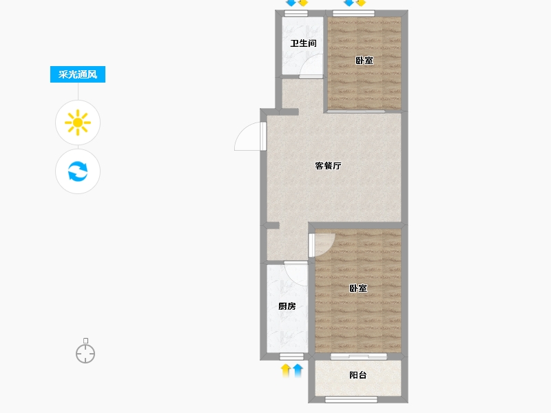 山东省-潍坊市-朝阳锦园-66.78-户型库-采光通风