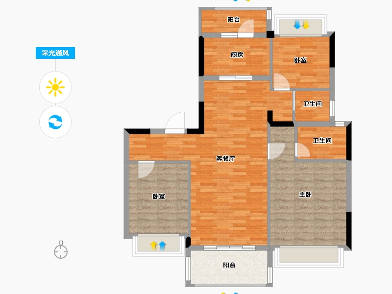 广西壮族自治区-贺州市-碧桂园爱莲府-92.29-户型库-采光通风